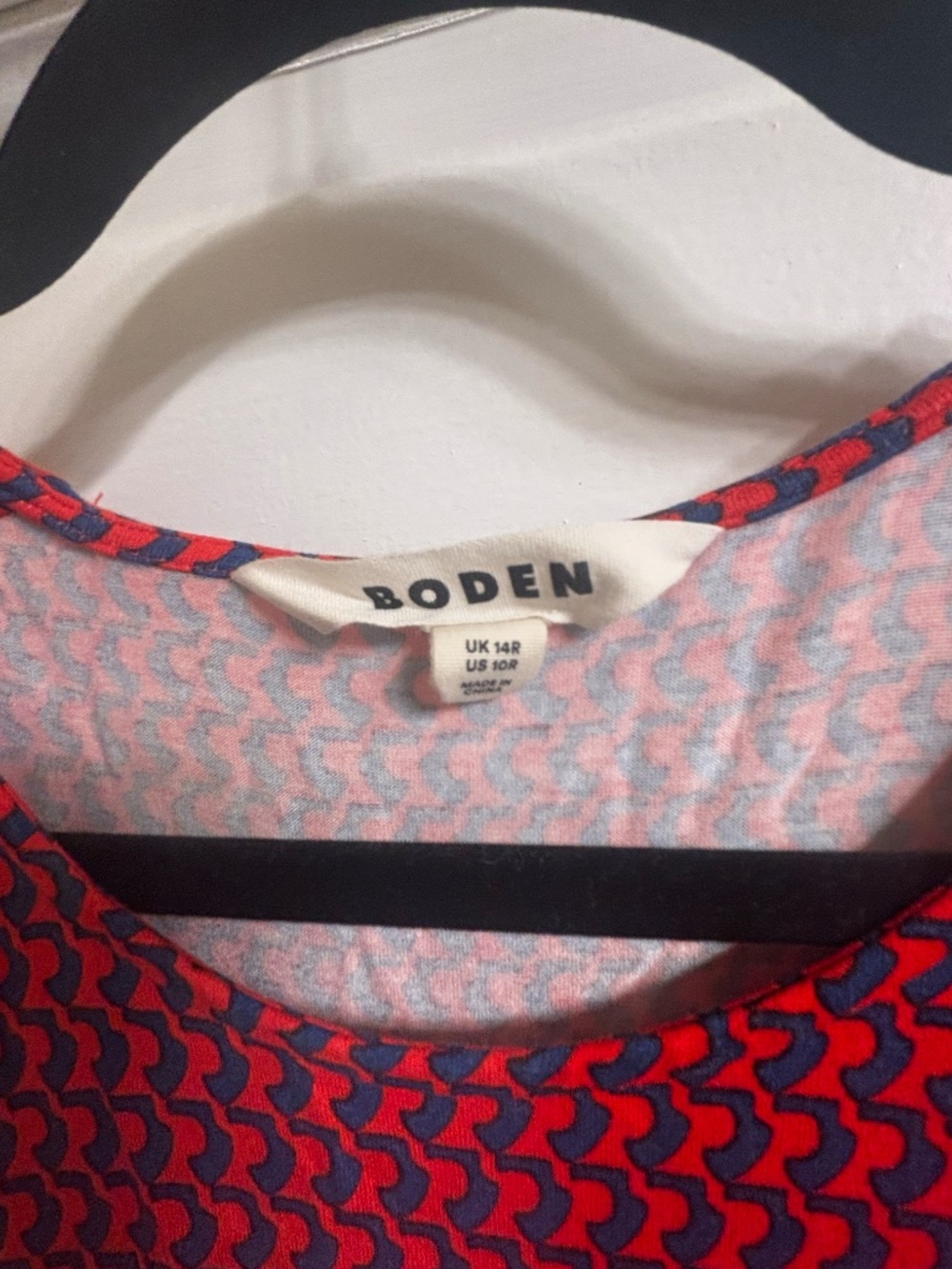 Boden Thea Sleeveless Midi Dress in Flame Scarlet, Arc Geo, 10 R - Picture 8 of 8